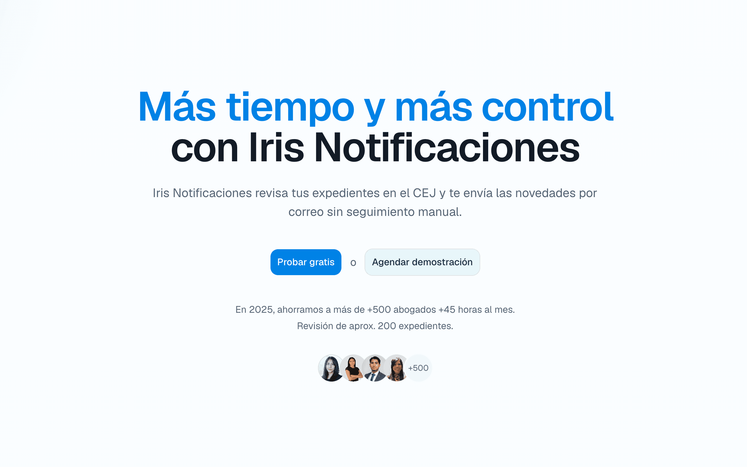 Vista del proyecto Iris Notificaciones